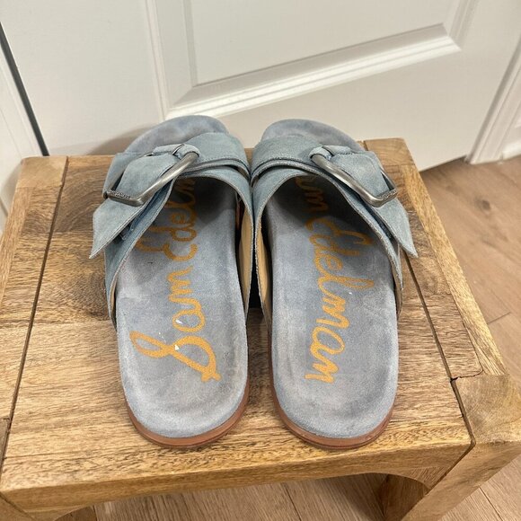 Sam Edelman Darla Buckle Slide Sandal | Women SAM EDELMAN Darla Slide Sandal in Coastal Blue Suede Leather Size US 9